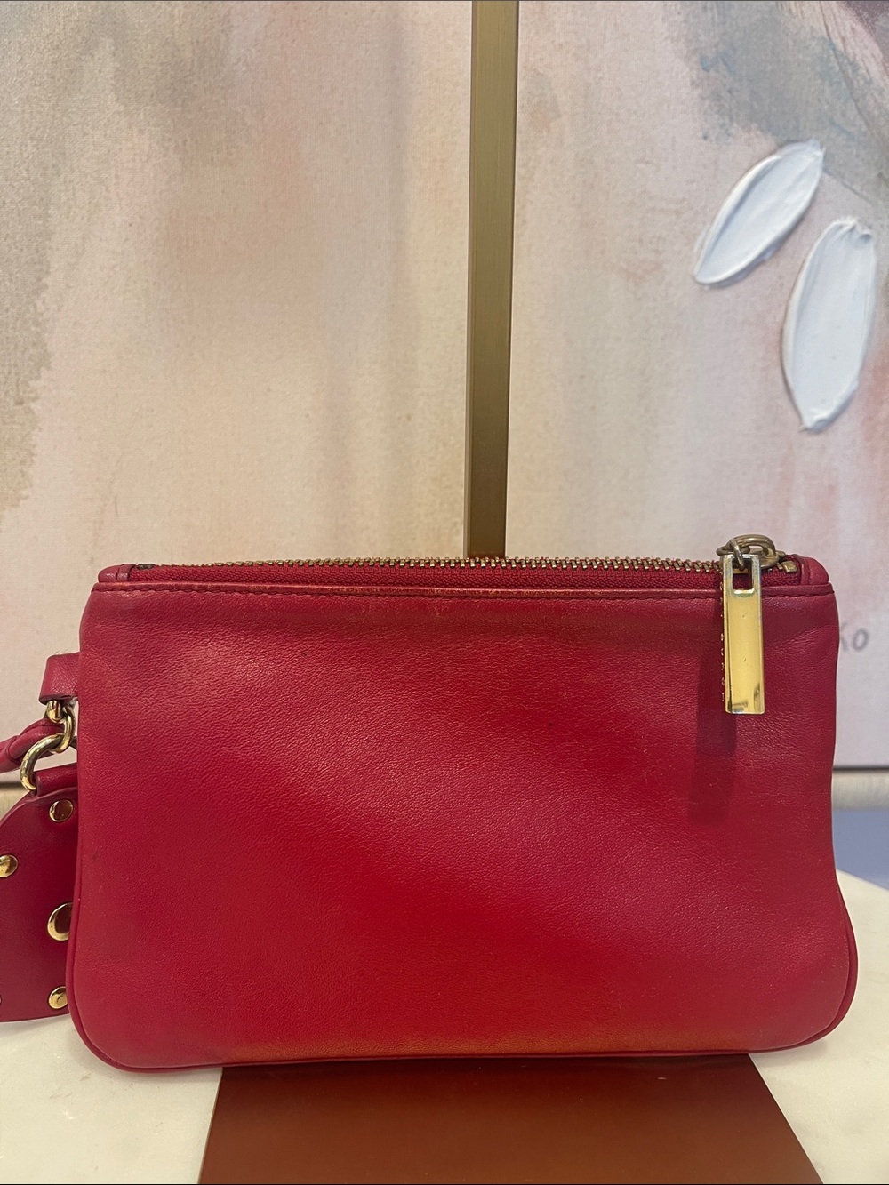 Tory Burch Red Leather Wristlet with Heart Charm - Picture 5 of 6